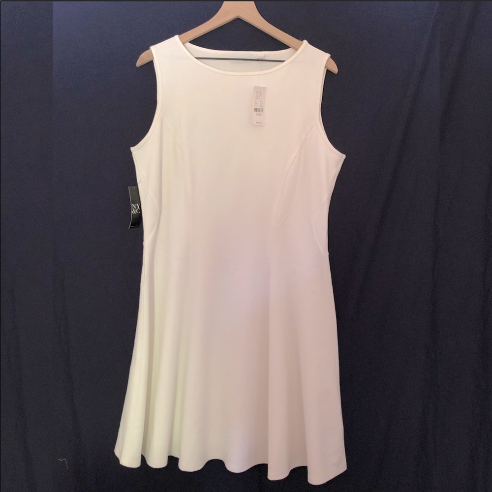 NY&Co White Fit and Flare Sleeveless Dress Size XL